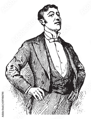 Man boasting, vintage illustration