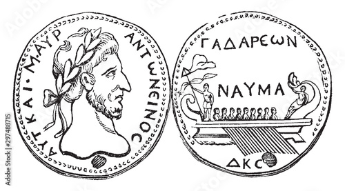 Marcus Aurelius Antoninus, vintage illustration.