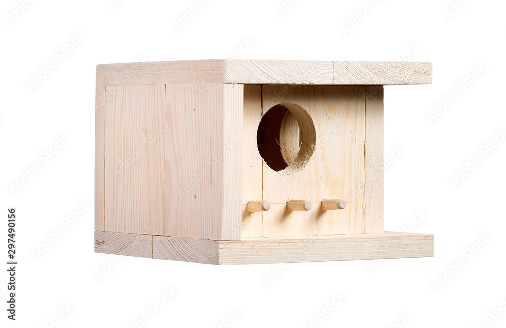 Wooden birdhouse on a white background Wooden birdhouse on a white background