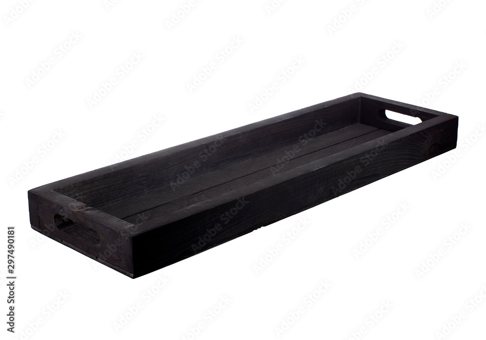 Wooden black long box on a white background Wooden black long box on a white background
