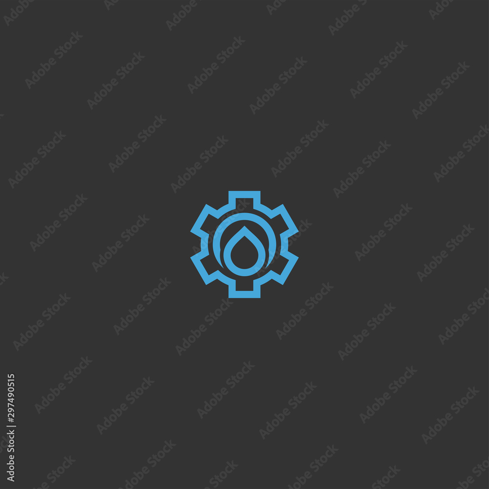 Abstract gear water logo design. factory oil icon illustration vector Abstract gear water logo design. factory oil icon illustration vector