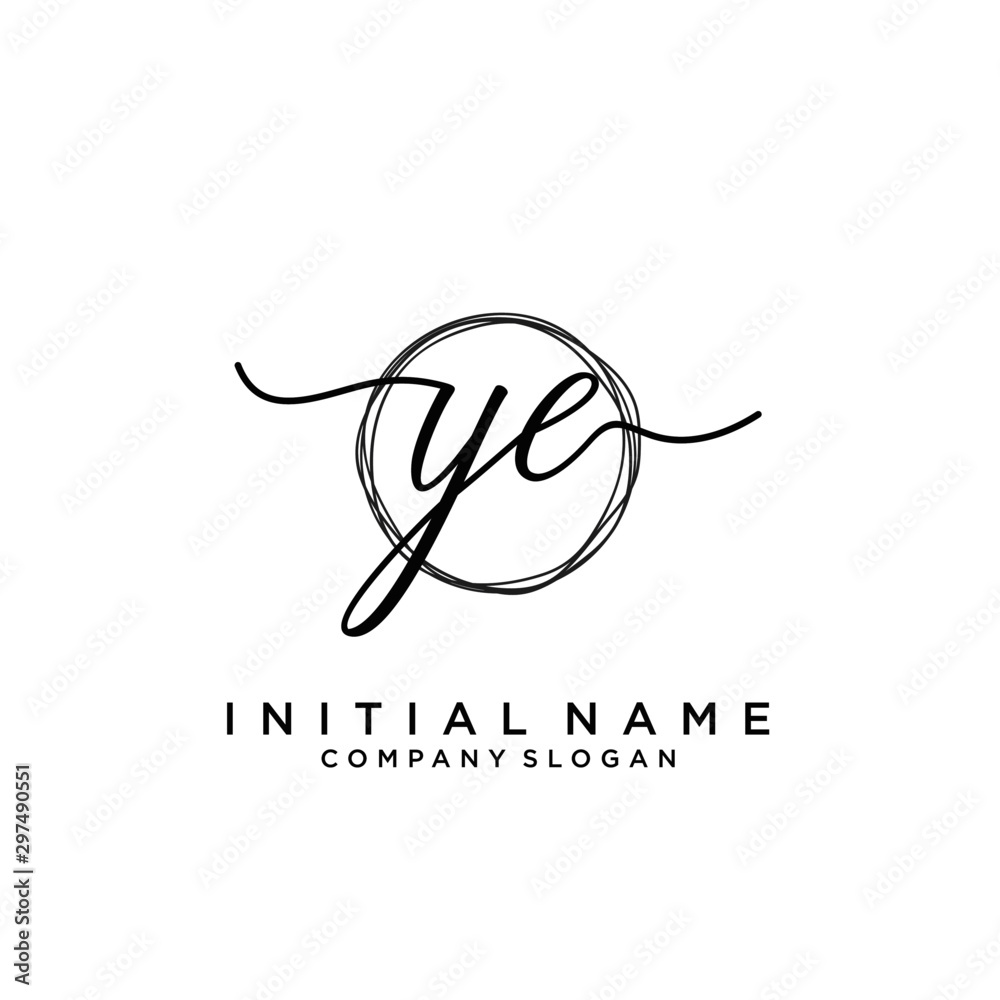 YE Initial handwriting logo with circle template YE Initial handwriting logo with circle template