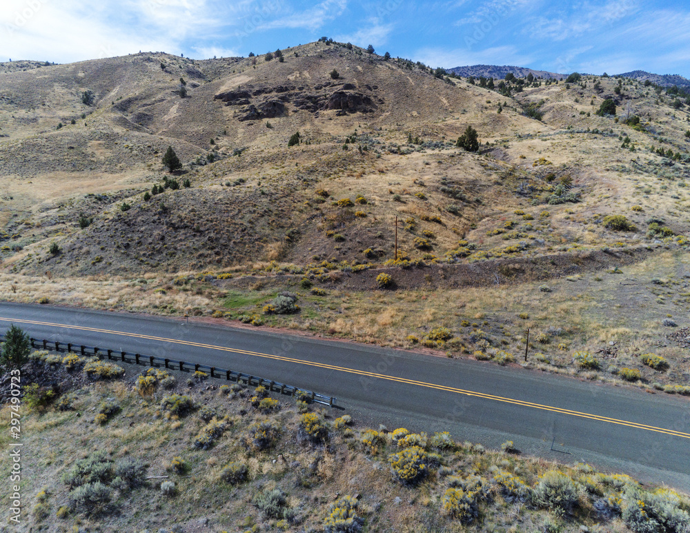 Picturesque landscapes of the scenic well preserved John Day Fossil Beds Sheep Rock Unit of Grant County in Kimberly, Washington.