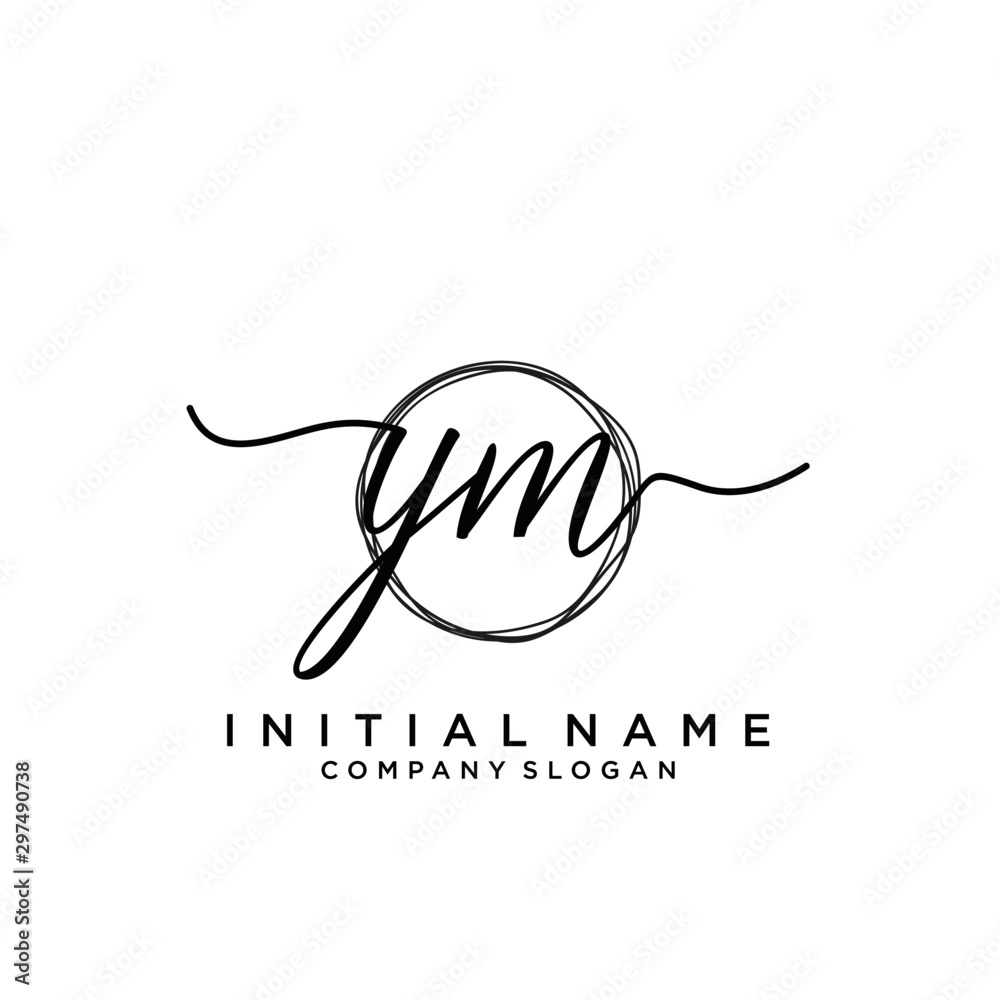 YM Initial handwriting logo with circle template YM Initial handwriting logo with circle template