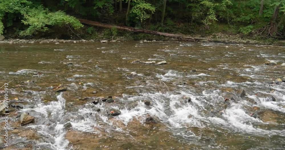 Wissahickon Creek flows over rocks, stones Wissahickon Creek flows over rocks, stones
