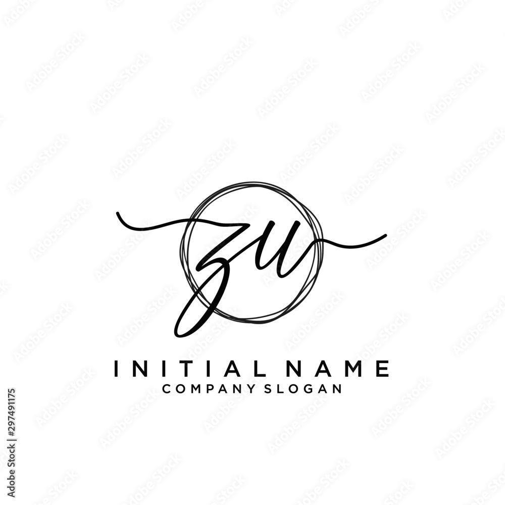 ZU Initial handwriting logo with circle template ZU Initial handwriting logo with circle template