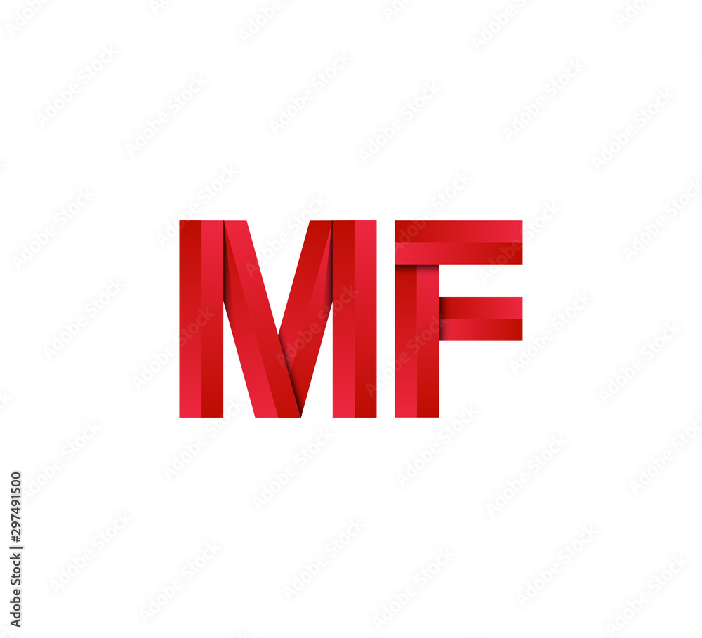 Obraz premium Initial two letter red 3D logo vector MF