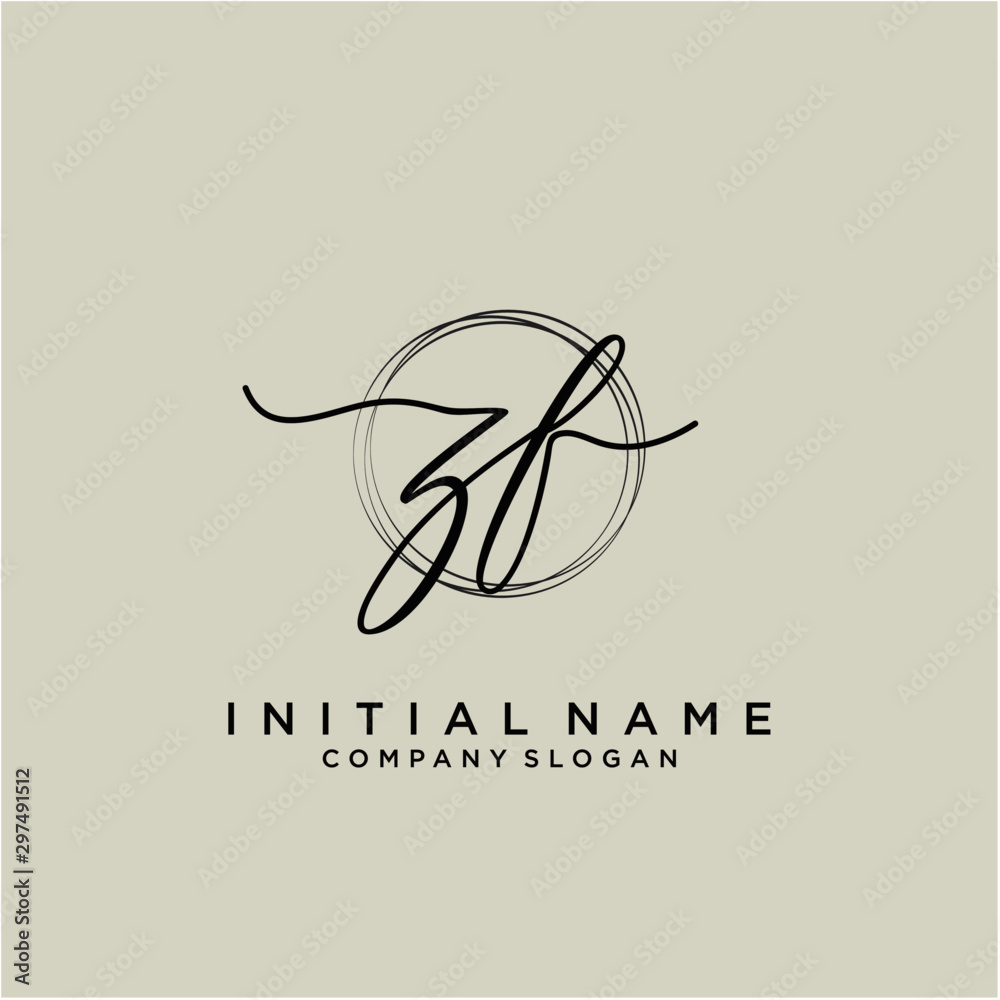 ZF Initial handwriting logo with circle template ZF Initial handwriting logo with circle template