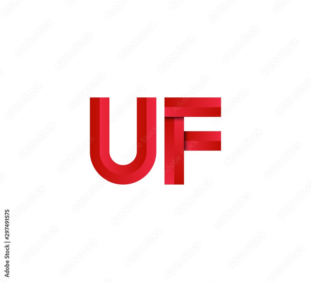 Initial two letter red 3D logo vector UF Initial two letter red 3D logo vector UF