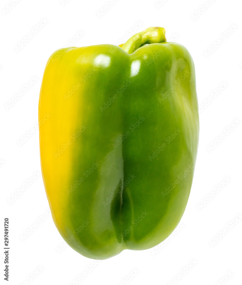 Yellow-green pepper on a white background Yellow-green pepper on a white background
