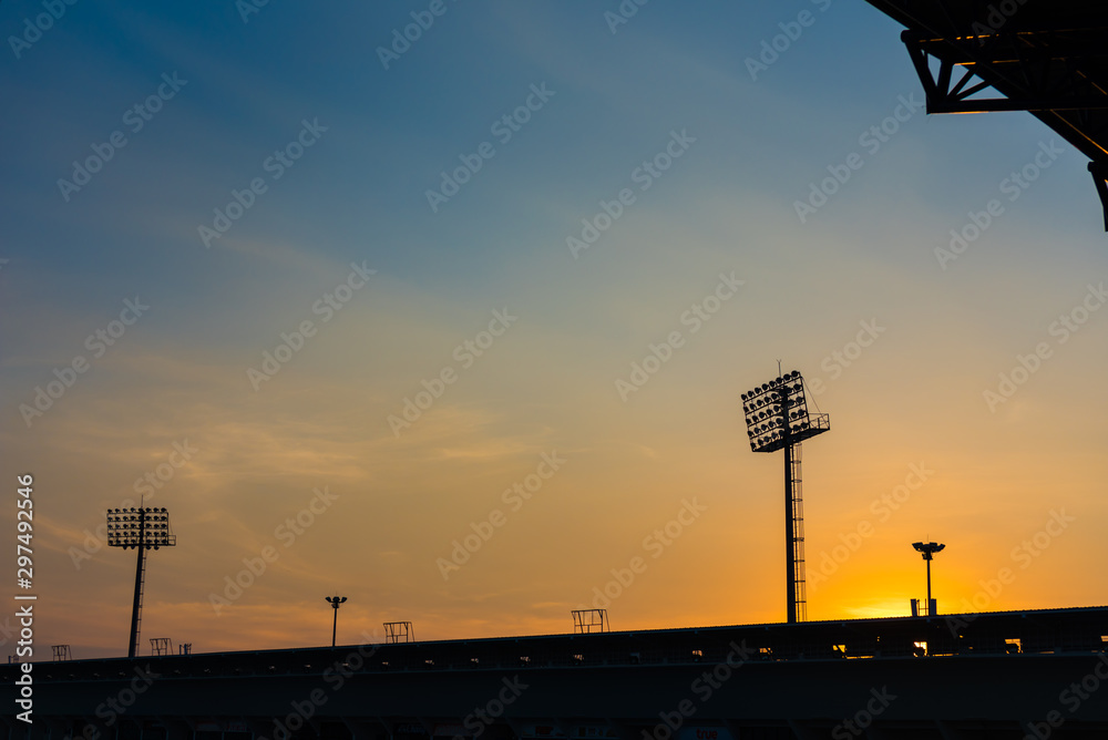 Sunset at the quiet grandstand Sunset at the quiet grandstand