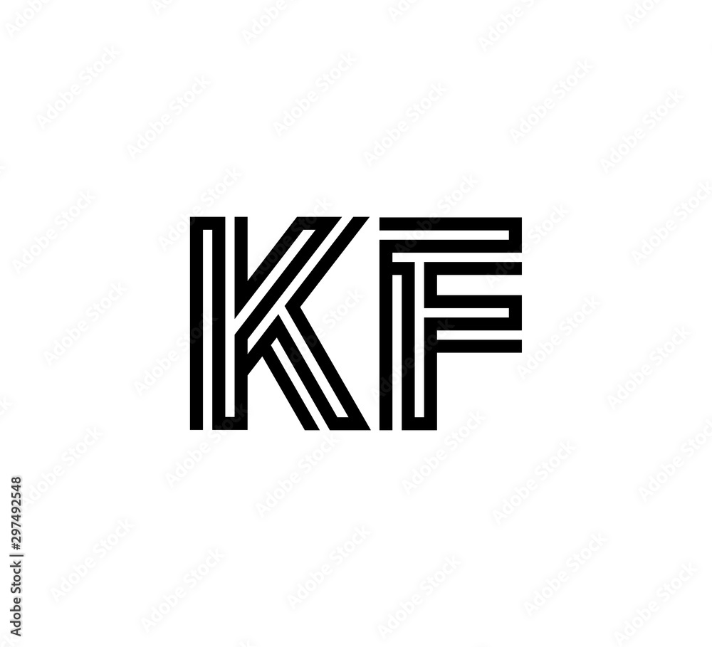 Initial two letter black line shape logo vector KF Initial two letter black line shape logo vector KF