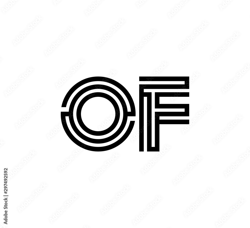 Initial two letter black line shape logo vector OF Initial two letter black line shape logo vector OF