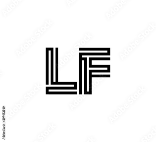 Initial two letter black line shape logo vector LF