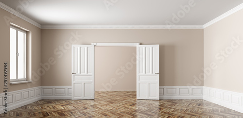 Fototapeta Naklejka Na Ścianę i Meble -  Empty apartment with two rooms interior background 3d rendering