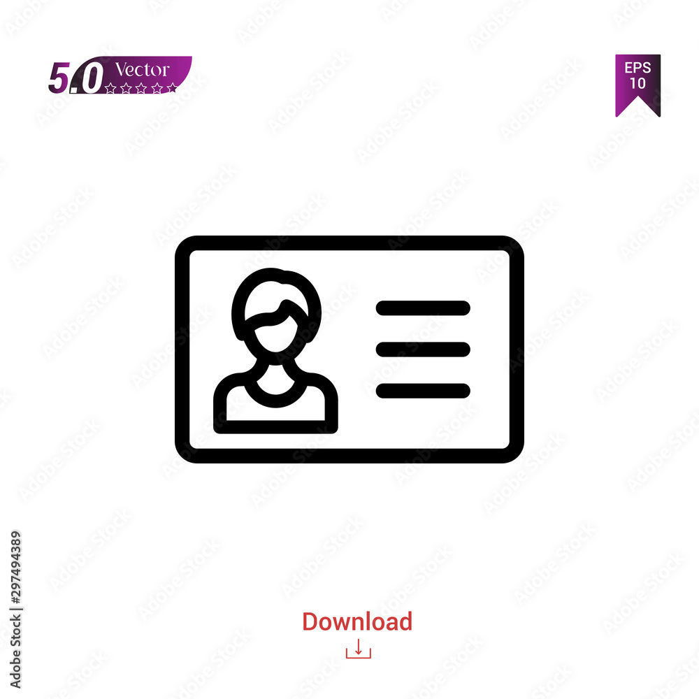 Outline Black id-card icon. id-card icon vector isolated on white ...