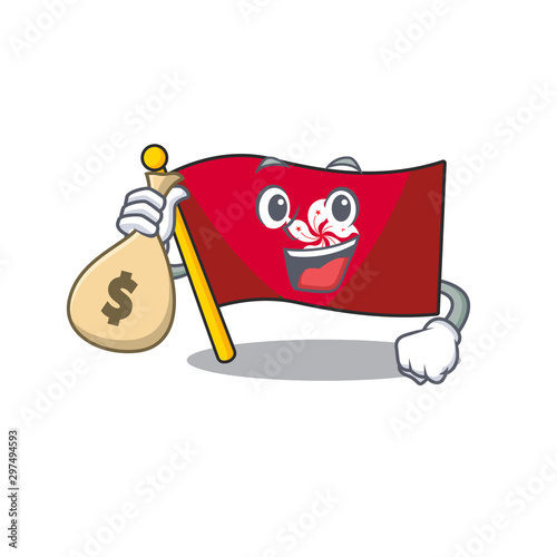 With money bag flag hongkong cartoon isolated the character