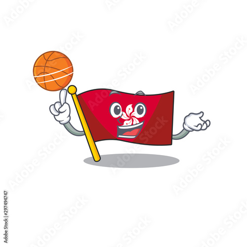 With basketball flag hongkong cartoon isolated the character