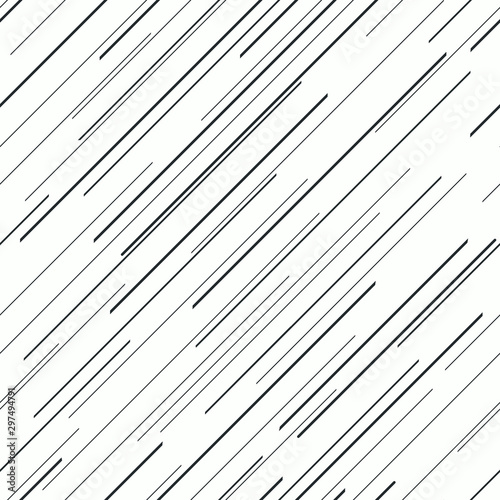Oblique straight parallel lines seamless pattern.Repetitive, dashed, diagonal and parallel lines of different lengths on white background.