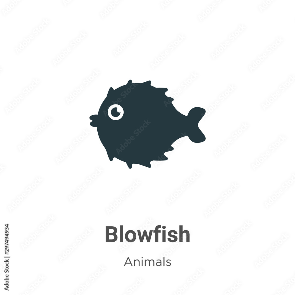 Fotografie Blowfish vector icon on white background