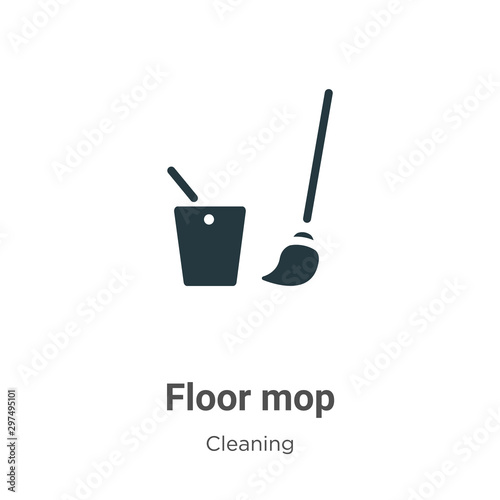 Floor mop vector icon on white background. Flat vector floor mop icon symbol sign from modern cleaning collection for mobile concept and web apps design.