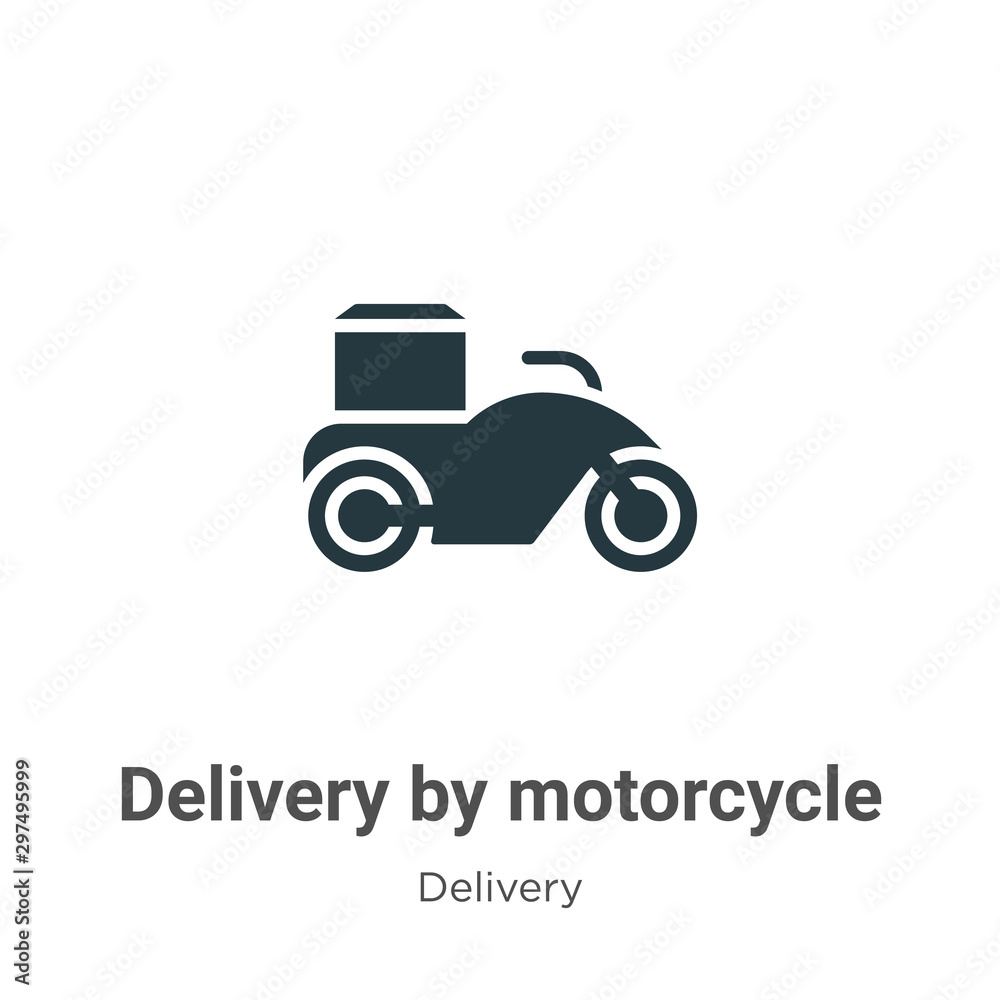 Delivery by motorcycle vector icon on white background. Flat vector delivery by motorcycle icon symbol sign from modern delivery collection for mobile concept and web apps design.