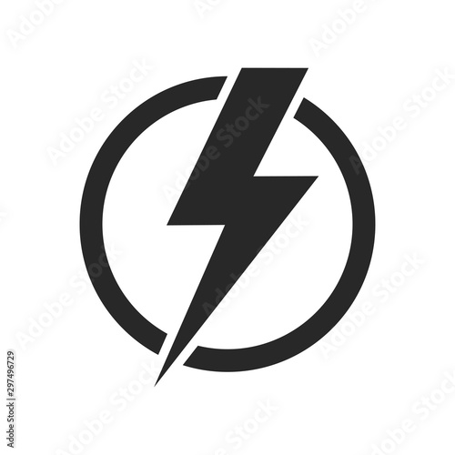 Lightning isolated vector icon. Electric bolt flash icon. Power energy symbol. Thunder icon. Circle concept.