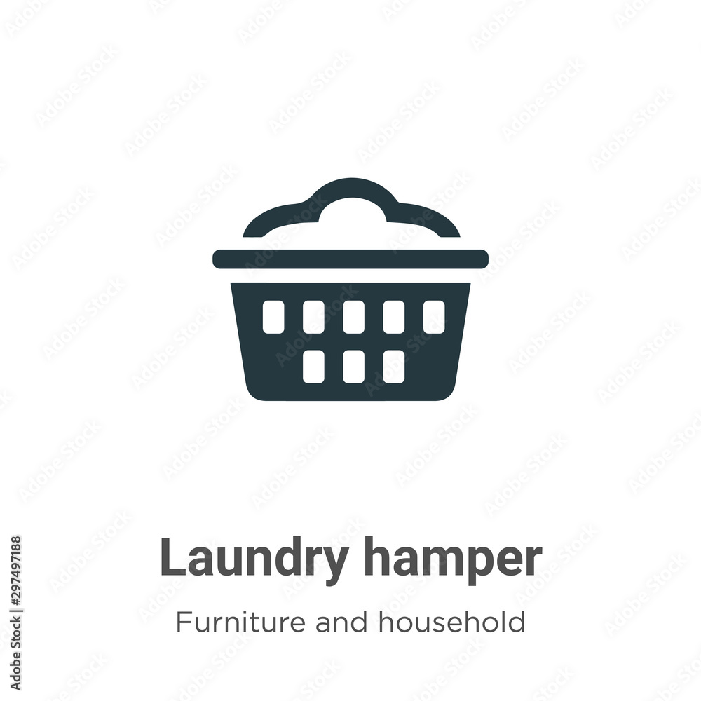 Laundry hamper vector icon on white background. Flat vector laundry