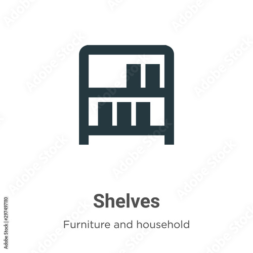 Shelves vector icon on white background. Flat vector shelves icon symbol sign from modern furniture and household collection for mobile concept and web apps design.