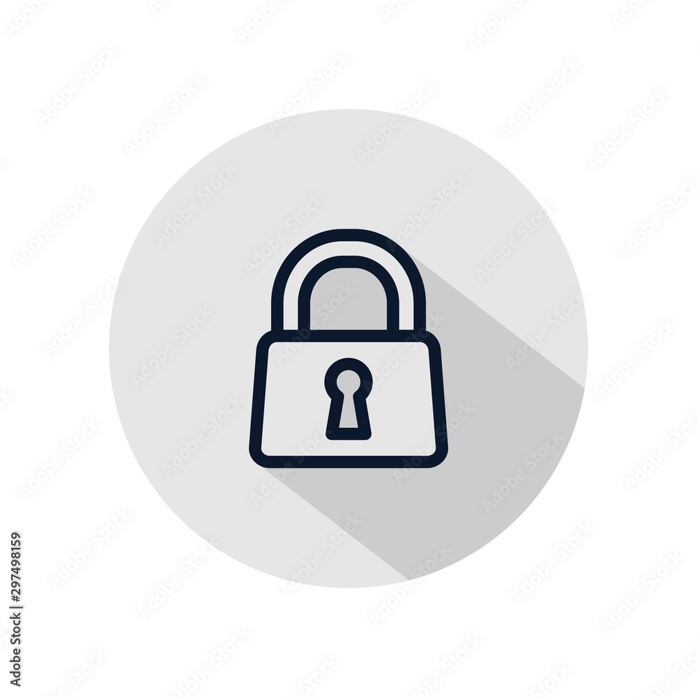 Padlock icon vector, illustration of padlock isolated on grey circle. Protection, safety, security, privacy sign Padlock icon vector, illustration of padlock isolated on grey circle. Protection, safety, security, privacy sign