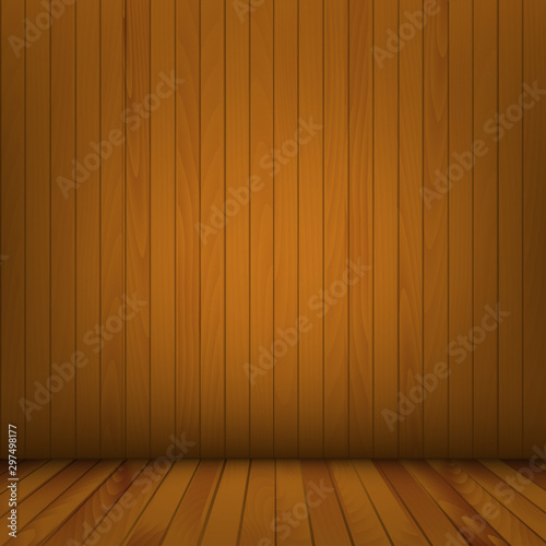 Brown wooden textured background. Empty wooden background for presentation product. Vector