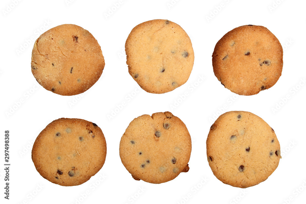 chocolate chip cookies isolated on white background chocolate chip cookies isolated on white background