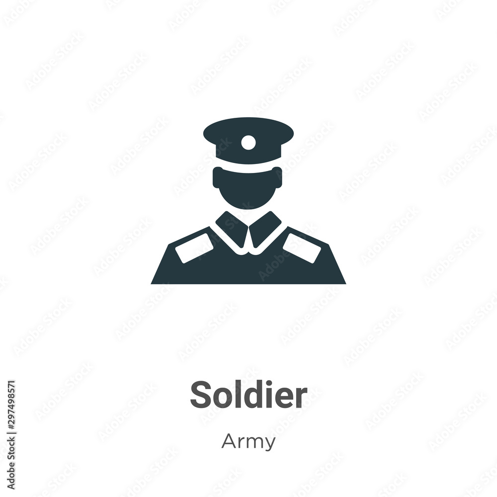 Soldier vector icon on white background. Flat vector soldier icon symbol sign from modern army collection for mobile concept and web apps design.