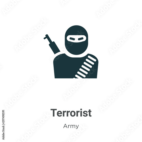 Terrorist vector icon on white background. Flat vector terrorist icon symbol sign from modern army collection for mobile concept and web apps design.
