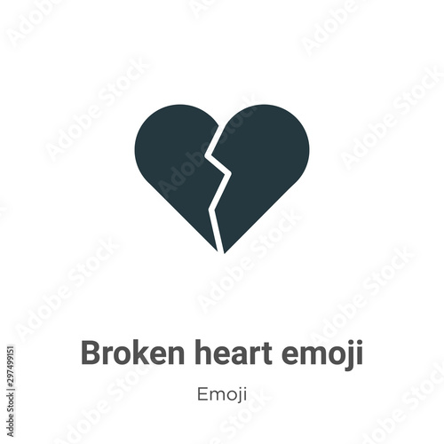 Broken heart emoji vector icon on white background. Flat vector broken heart emoji icon symbol sign from modern emoji collection for mobile concept and web apps design.
