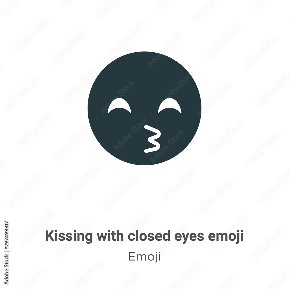 Kissing with closed eyes emoji vector icon on white background. Flat