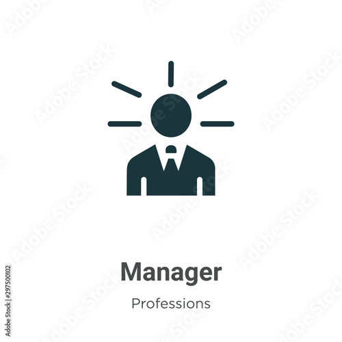 Manager vector icon on white background. Flat vector manager icon symbol sign from modern professions collection for mobile concept and web apps design.