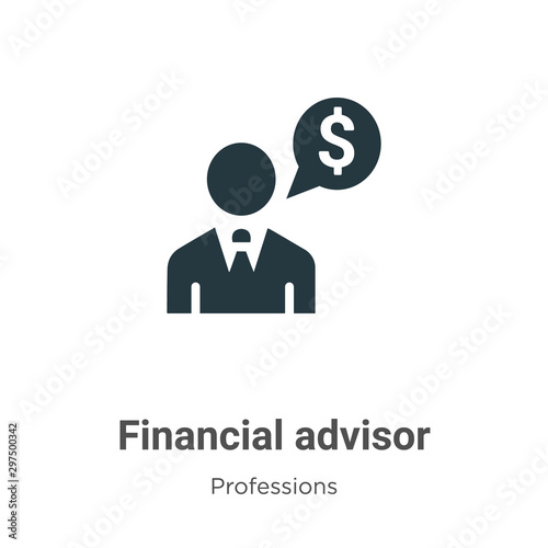 Financial advisor vector icon on white background. Flat vector financial advisor icon symbol sign from modern professions collection for mobile concept and web apps design.