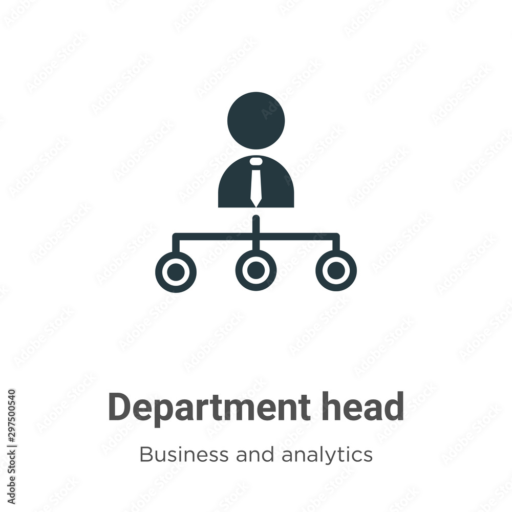 Department head vector icon on white background. Flat vector department head icon symbol sign from modern business and analytics collection for mobile concept and web apps design.