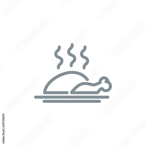 holiday turkey chicken outline flat icon. Single high quality outline logo symbol for web design or mobile app. Thin line sign design logo. gray icon pictogram isolated on white background