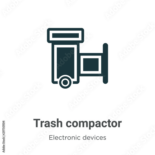 Trash compactor vector icon on white background. Flat vector trash compactor icon symbol sign from modern electronic devices collection for mobile concept and web apps design.