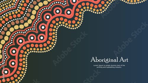 Aboriginal dot art vector banner with text.