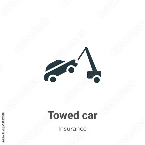 Towed car vector icon on white background. Flat vector towed car icon symbol sign from modern insurance collection for mobile concept and web apps design.