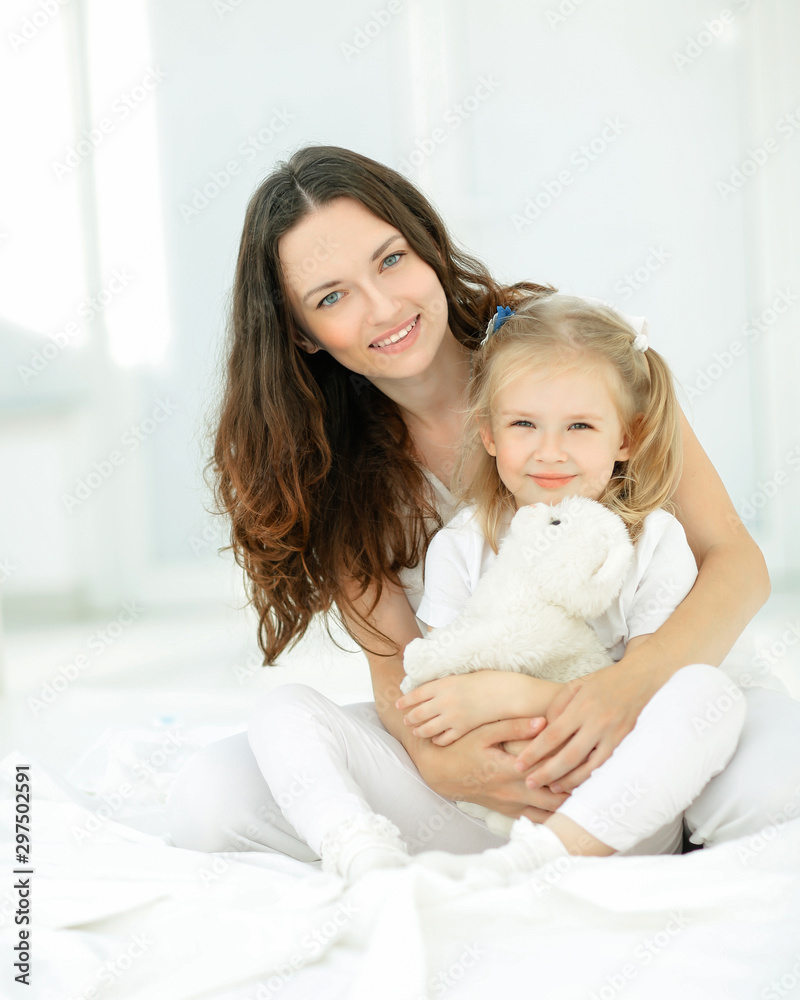 portrait of mother and beloved little daughter. portrait of mother and beloved little daughter.