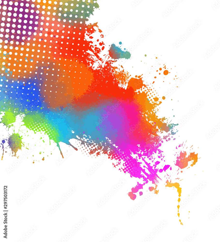 Rainbow colored paint stains on a white background. Vector illustration.