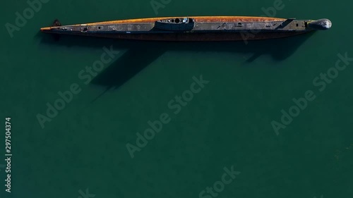 Aerial 4K drone footage top down view view of the HMAS Otama submarine, a wreck outside Hastings in Victoria Australia photo