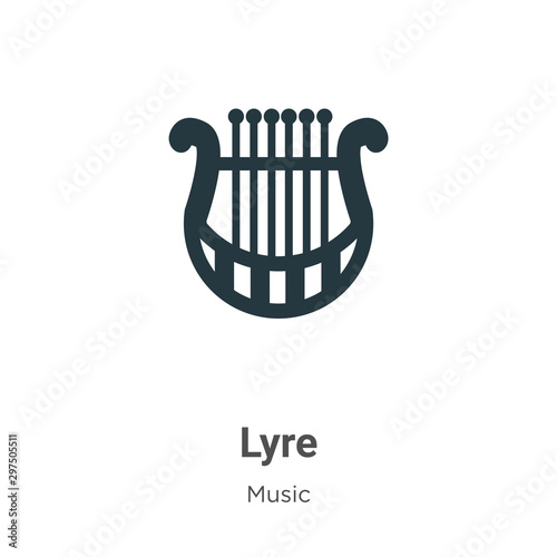 Lyre vector icon on white background. Flat vector lyre icon symbol sign from modern music collection for mobile concept and web apps design.