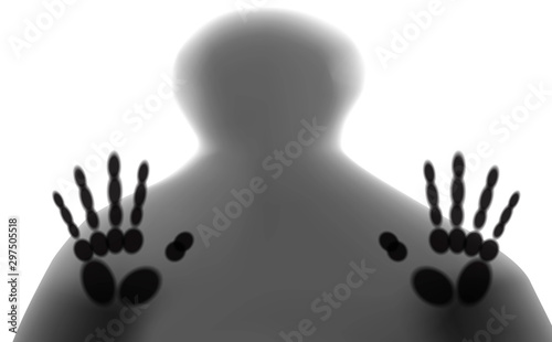 Ghost's hand shadow on the glass