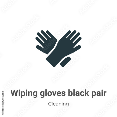 Wiping gloves black pair vector icon on white background. Flat vector wiping gloves black pair icon symbol sign from modern cleaning collection for mobile concept and web apps design.