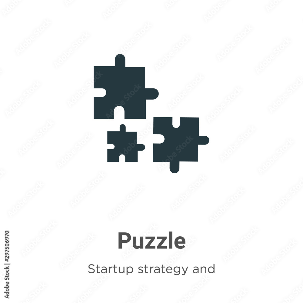 Obraz premium Puzzle vector icon on white background. Flat vector puzzle icon symbol sign from modern startup strategy and success collection for mobile concept and web apps design.